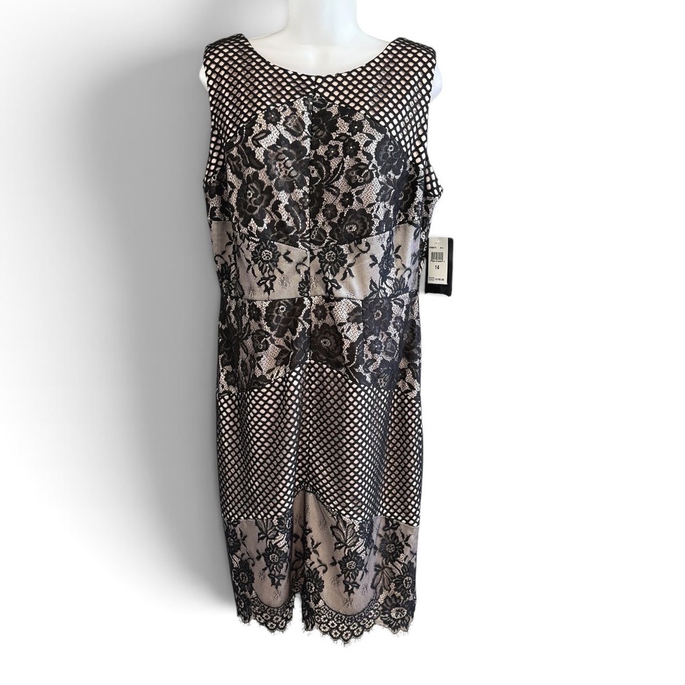 JAX Lace Mesh Sheath Dress Womens 14 Black Floral Cocktail Formal NWT Whimsigoth